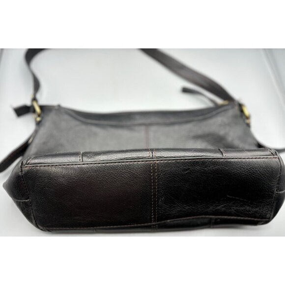 Etienne Aigner Black Leather Shoulder Bag Purse With Adjustable Strap & Front Po - Picture 4 of 7